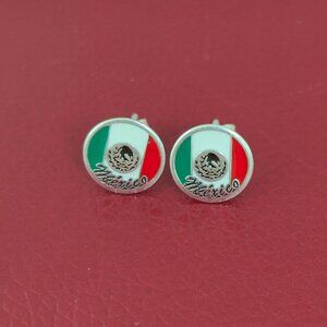 Mexico Flag Earring Stud Earrings Exclusive Designed Women Jewelry S925 Silver